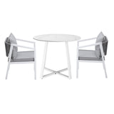 Livsip Outdoor Dining Set Bistro Setting 3PCS White - Front View