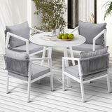 Livsip Outdoor Dining Set Bistro Setting 5PCS White - Top-Down View