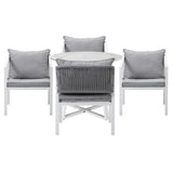 Livsip Outdoor Dining Set Bistro Setting 5PCS White - Side View