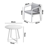 Livsip Outdoor Dining Set Bistro Setting 5PCS White - Rear View