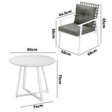 Livsip Outdoor Dining Set 3PCS Round Table Rattan Chair