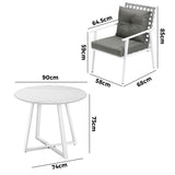 Livsip Outdoor Dining Set 3PCS Round Table Rattan Chair - Front View
