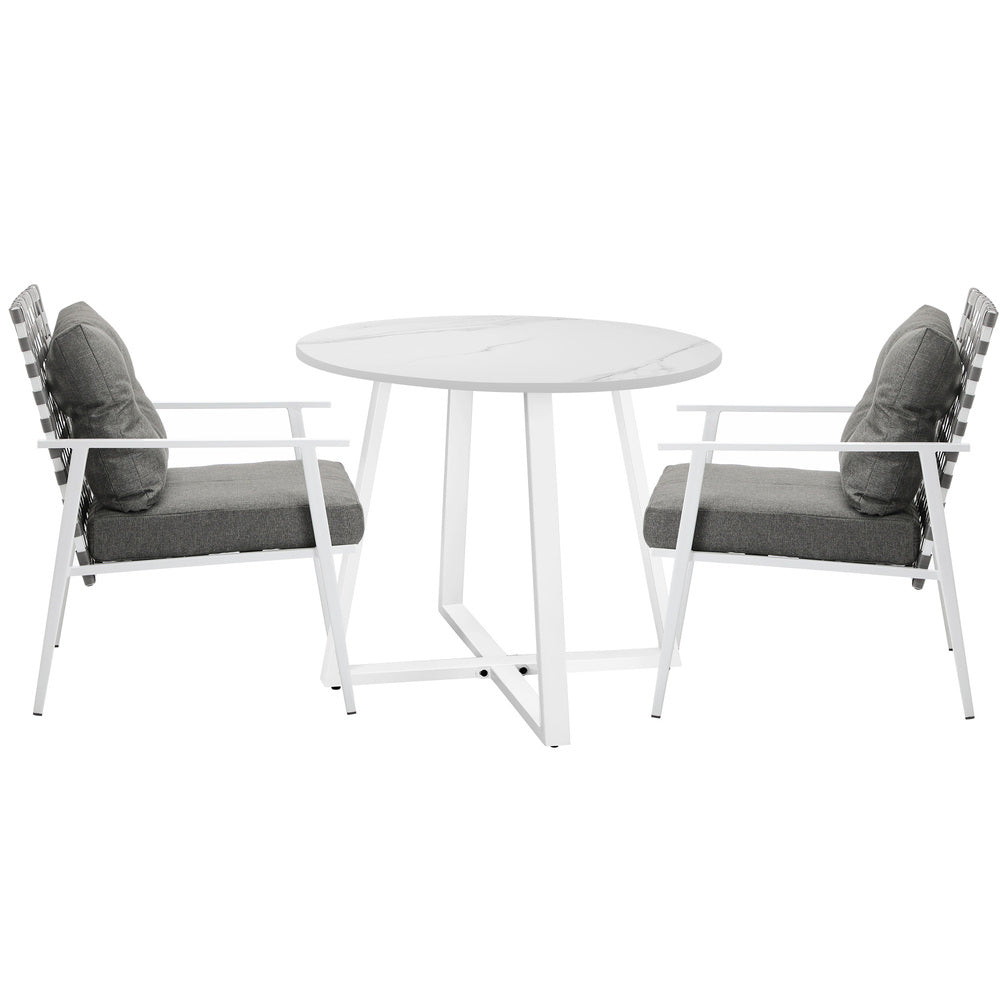 Livsip Outdoor Dining Set 3PCS Round Table Rattan Chair