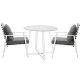 Livsip Outdoor Dining Set 3PCS Round Table Rattan Chair - Close-Up Angle