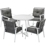 Livsip Outdoor Dining Set 5PCS Round Table Rattan Chair