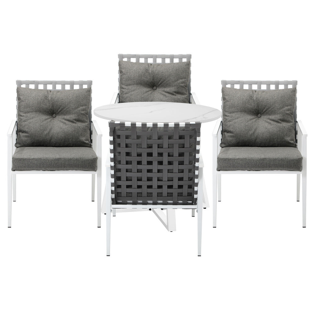 Livsip Outdoor Dining Set 5PCS Round Table Rattan Chair