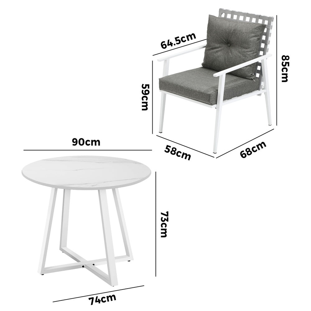 Livsip Outdoor Dining Set 5PCS Round Table Rattan Chair