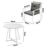 Livsip Outdoor Dining Set 5PCS Round Table Rattan Chair - Side View