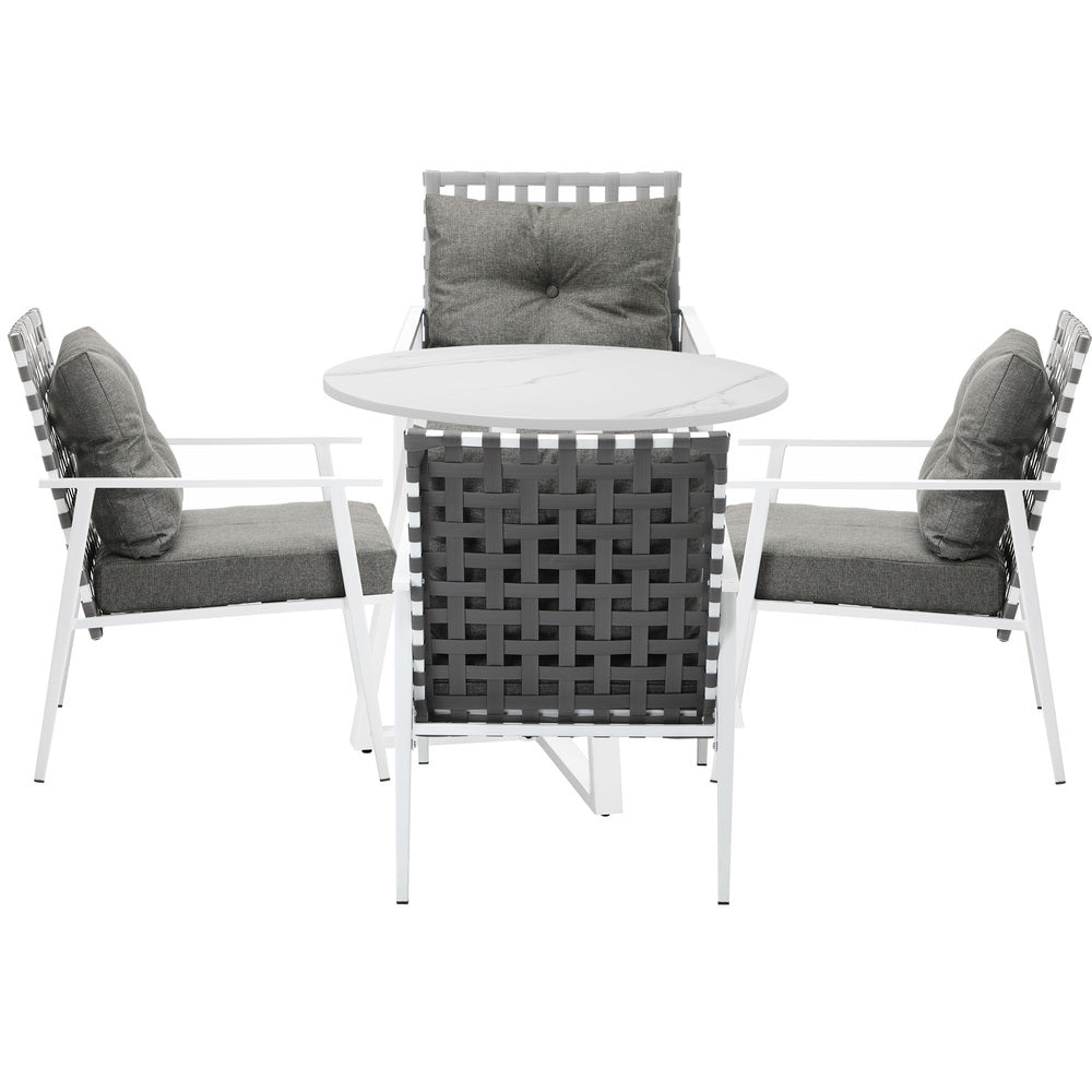 Livsip Outdoor Dining Set 5PCS Round Table Rattan Chair