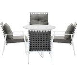 Livsip Outdoor Dining Set 5PCS Round Table Rattan Chair - Close-Up Angle
