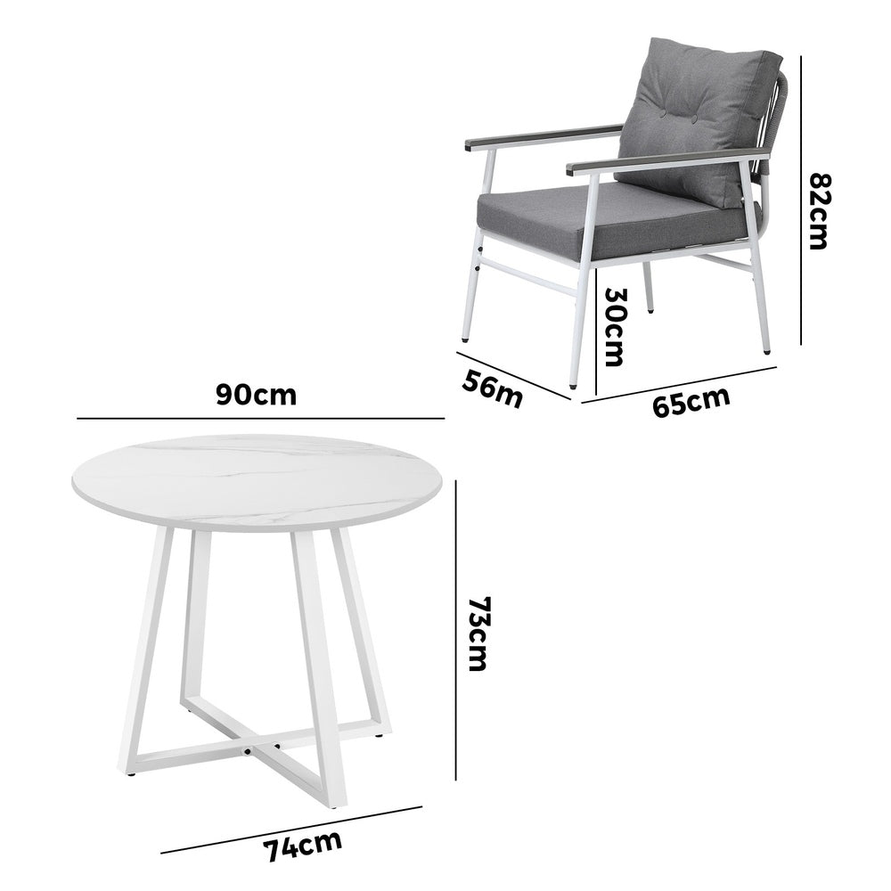 Livsip Outdoor Dining Set Patio Setting 2 Seater Round Table