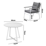 Livsip Outdoor Dining Set Patio Setting 2 Seater Round Table - Side View