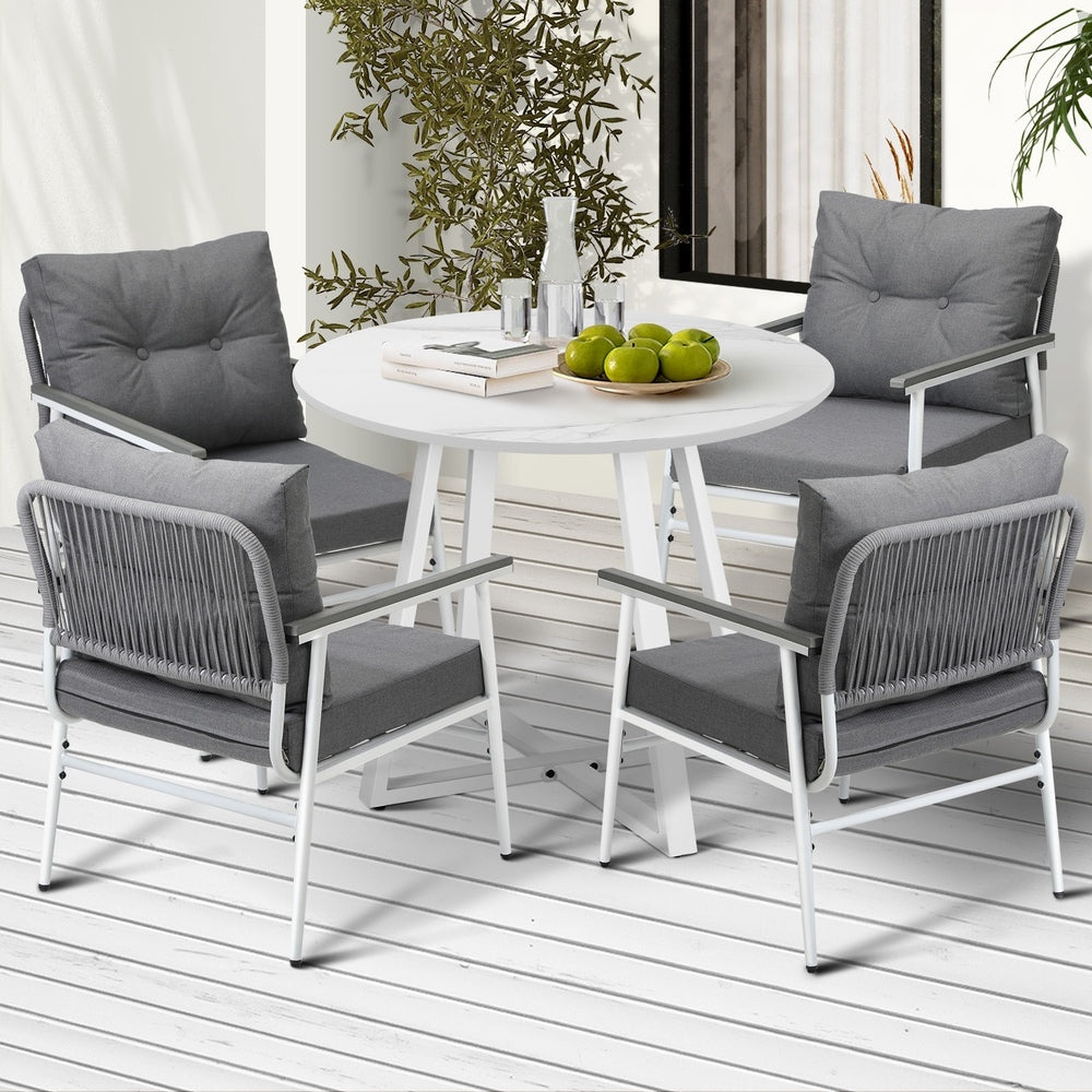 Livsip Outdoor Dining Set Patio Setting 4 Seater Round Table