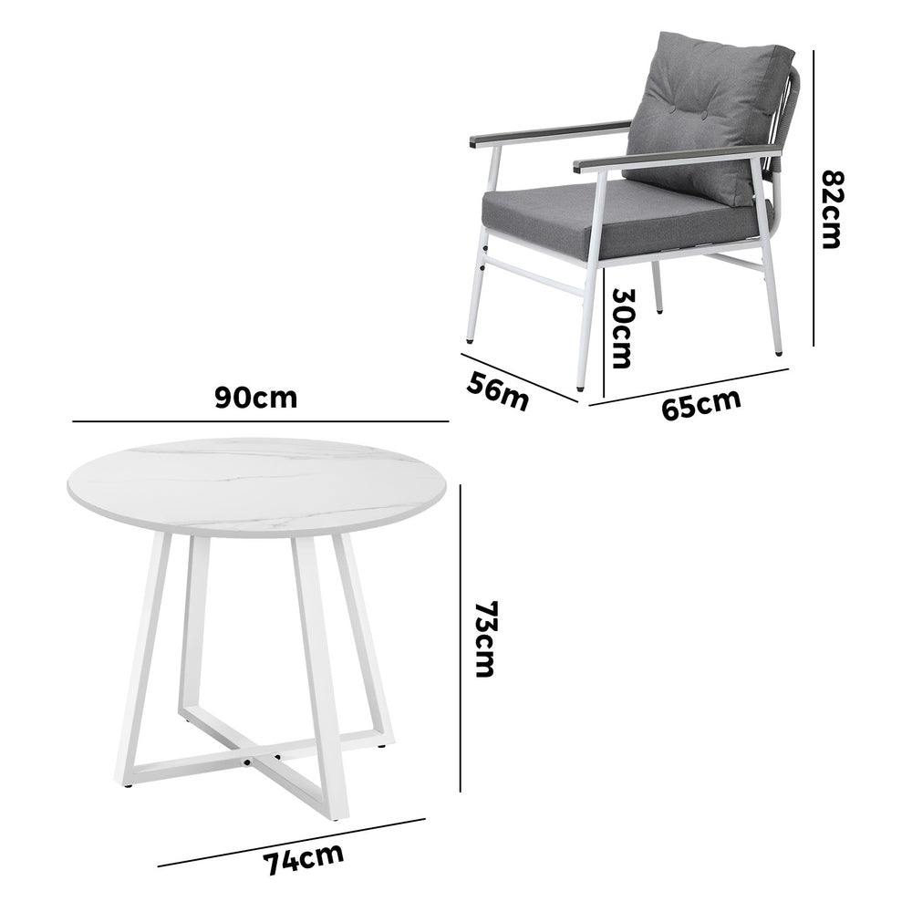 Livsip Outdoor Dining Set Patio Setting 4 Seater Round Table
