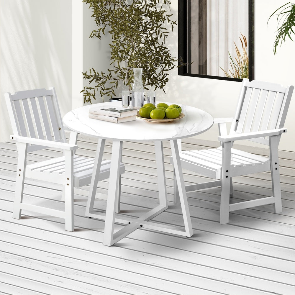 Livsip 3PCS Outdoor Dining Set Table&Solid Wood Chair