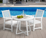 Livsip 3PCS Outdoor Dining Set Table&Solid Wood Chair - 45-Degree Angle