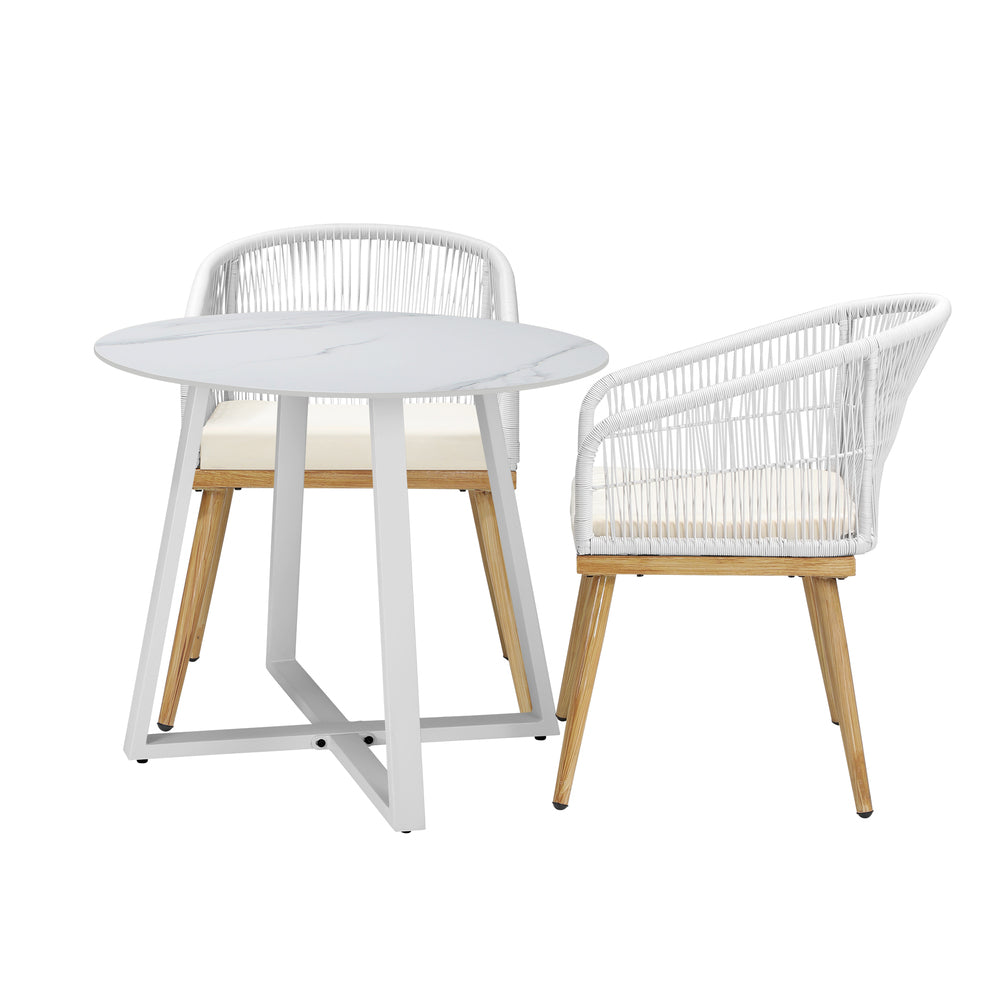 Livsip 3PCS Outdoor Dining Set Table&Chairs Bistro Set
