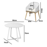 Livsip 3PCS Outdoor Dining Set Table&Chairs Bistro Set - 45-Degree Angle