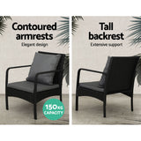 Gardeon Outdoor Sofa Set Lounge Setting Wicker Table and Chairs Garden Patio Furniture - Top-Down View