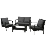 Gardeon Outdoor Sofa Set Lounge Setting Wicker Table and Chairs Garden Patio Furniture - Close-Up Angle