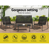 Gardeon Outdoor Sofa Set Lounge Setting Textilene Table and Chairs Garden Patio Furniture - Top-Down View