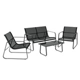 Gardeon Outdoor Sofa Set Lounge Setting Textilene Table and Chairs Garden Patio Furniture - Close-Up Angle