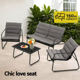 Gardeon 4PCS Outdoor Sofa Set Table and Chairs Cushion textilene Patio Furniture