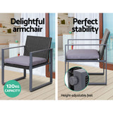 Gardeon 4 PCS Outdoor Sofa Set Rattan Furniture Glass Top Table Chairs Black - Top-Down View
