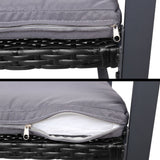 Gardeon 4 PCS Outdoor Sofa Set Rattan Furniture Glass Top Table Chairs Black - Close-Up Angle