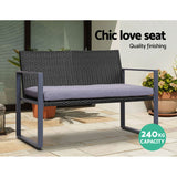 Gardeon 4 PCS Outdoor Sofa Set Rattan Furniture with Storage Cover Chairs Black - Top-Down View