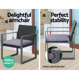 Gardeon 4 PCS Outdoor Sofa Set Rattan Furniture with Storage Cover Chairs Black - 45-Degree Angle