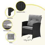 Gardeon 4-Piece Outdoor Sofa Set Coffee Table Chair Rattan Furniture Black - Rear View