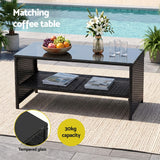 Gardeon 4-Piece Outdoor Sofa Set Coffee Table Chair Rattan Furniture Black - Close-Up Angle
