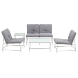 Gardeon 5-Piece Outdoor Sofa Set with Cushions table and Chairs White - Side View