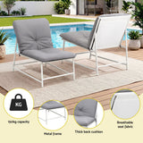 Gardeon 5-Piece Outdoor Sofa Set with Cushions table and Chairs White - Rear View