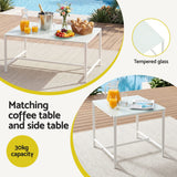 Gardeon 5-Piece Outdoor Sofa Set with Cushions table and Chairs White