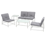 Gardeon 5-Piece Outdoor Sofa Set with Cushions table and Chairs White - Low Angle