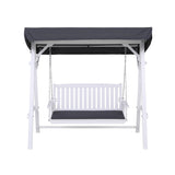 Gardeon Outdoor Wooden Swing Chair Garden Bench Canopy Cushion 3 Seater White - Side View