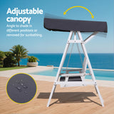 Gardeon Outdoor Wooden Swing Chair Garden Bench Canopy Cushion 3 Seater White - Top-Down View
