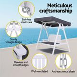 Gardeon Outdoor Wooden Swing Chair Garden Bench Canopy Cushion 3 Seater White - 45-Degree Angle