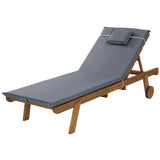 Gardeon Sun Lounge Wooden Lounger Outdoor Furniture Day Bed Wheels Patio Grey - Close-Up Angle