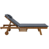 Gardeon 2x Sun Lounge Wooden Lounger Outdoor Furniture Day Bed Wheel Patio Grey - Top-Down View