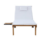 Gardeon Sun Lounge Wooden Lounger Outdoor Furniture Day Bed Wheels Patio White - Side View