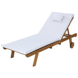 Gardeon Sun Lounge Wooden Lounger Outdoor Furniture Day Bed Wheels Patio White - Close-Up Angle