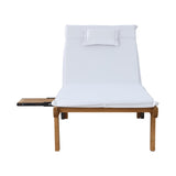 Gardeon 2x Sun Lounge Wooden Lounger Outdoor Furniture Day Bed Wheel Patio White - Side View