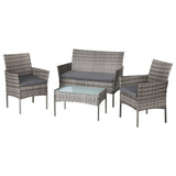 Gardeon 4 Seater Outdoor Sofa Set Wicker Setting Table Chair Furniture Grey - Close-Up Angle