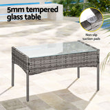 Gardeon 4 Seater Outdoor Sofa Set Wicker Setting Table Chair Furniture Grey - Rear View