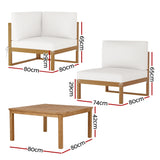 Gardeon 4-Seater Outdoor Sofa Set Wooden Lounge Setting 5PCS - Front View