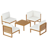Gardeon 4-Seater Outdoor Sofa Set Wooden Lounge Setting 5PCS - Side View