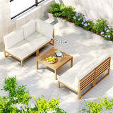 Gardeon 4-Seater Outdoor Sofa Set Wooden Lounge Setting 5PCS - Top-Down View